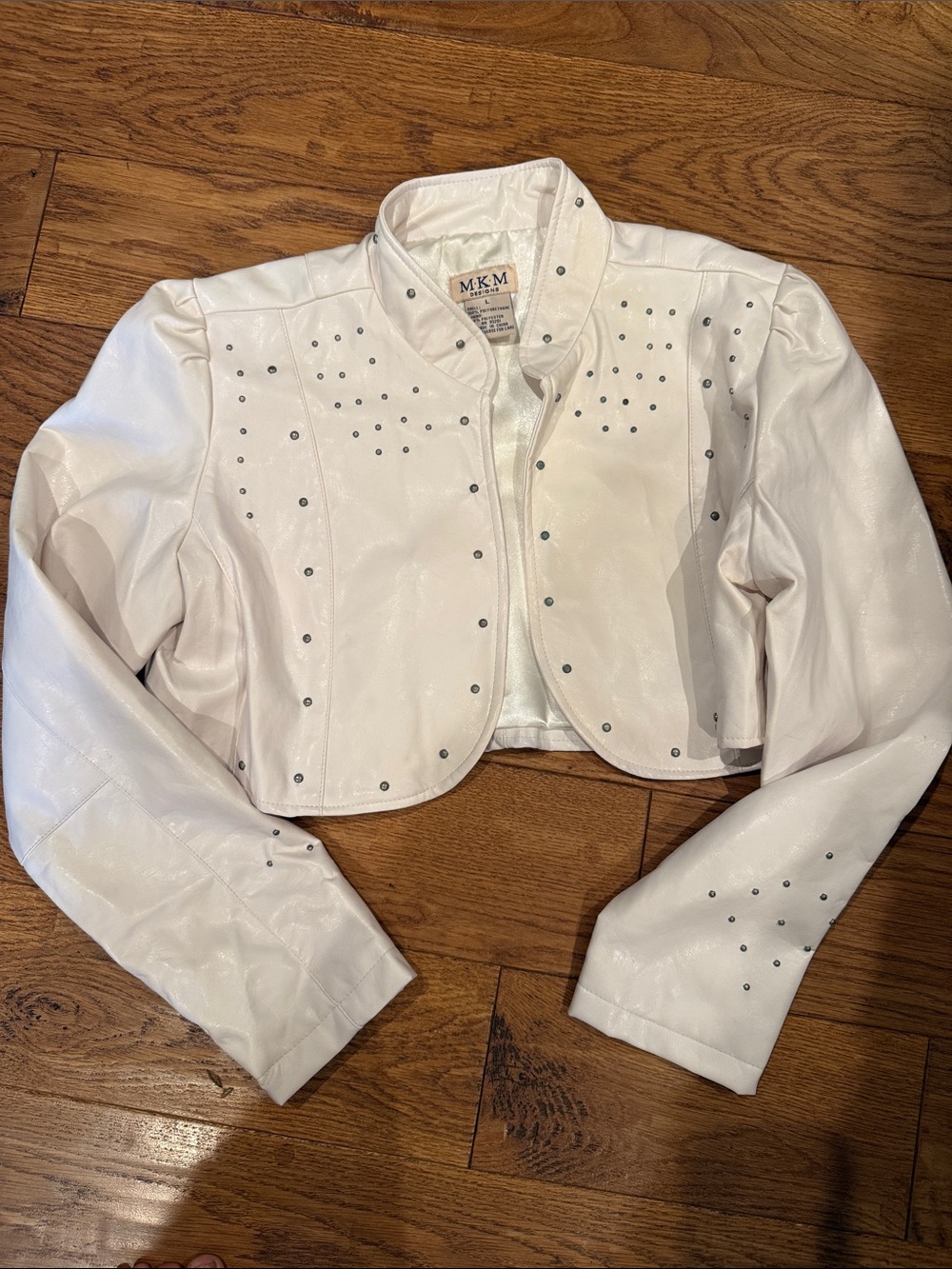 MKM vintage Designs Ivory Cropped Studded Blazer Y2K
